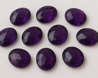 AAA+++ Quality Purple Amethyst Oval Shape One Side Checker Cut Hand Polish Calibrated Wholesale Loose Gemstone - 6x8 To 20x30 MM For Jewelry