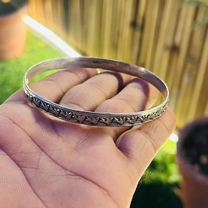 Sterling Silver Fish Bangle: Handmade Bohemian Cuff Bracelet