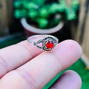 Vintage Sterling Silver Garnet Ring: January Birthstone Boho Jewelry