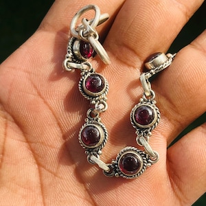 Pink Tourmaline Sterling Silver Bracelet: Handmade Vintage Boho Jewelry