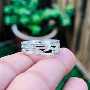 Moon and Stars Ring – Sterling Silver Celestial Band, Boho Astrology Jewelry, Starry Night Ring, Gift for Her, Gifts for Mom