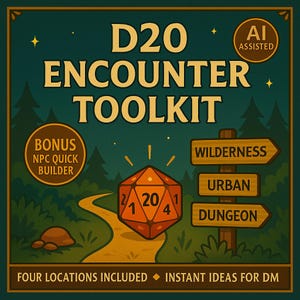 Printable DND Encounter Toolkit | AI Assisted D20 Random Encounter Tables | Bonues NPC Generator