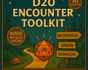 Afdrukbare NST Encounter Toolkit | AI-assisted D20 Random Encounter-tafels | Bonus-NPC-generator