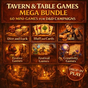 DnD Tavern Games Mega Bundle: 60 Printable Mini-Games (PDF eBooks)