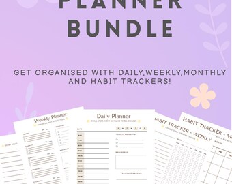 Pacchetto di planner stampabili: giornaliero, settimanale, mensile, monitoraggio delle abitudini (PDF)