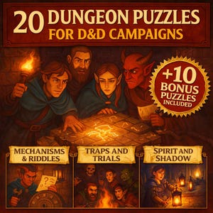 DnD Dungeon Puzzles, Traps, Riddles, 5e Game Master Resources (Printable PDF)