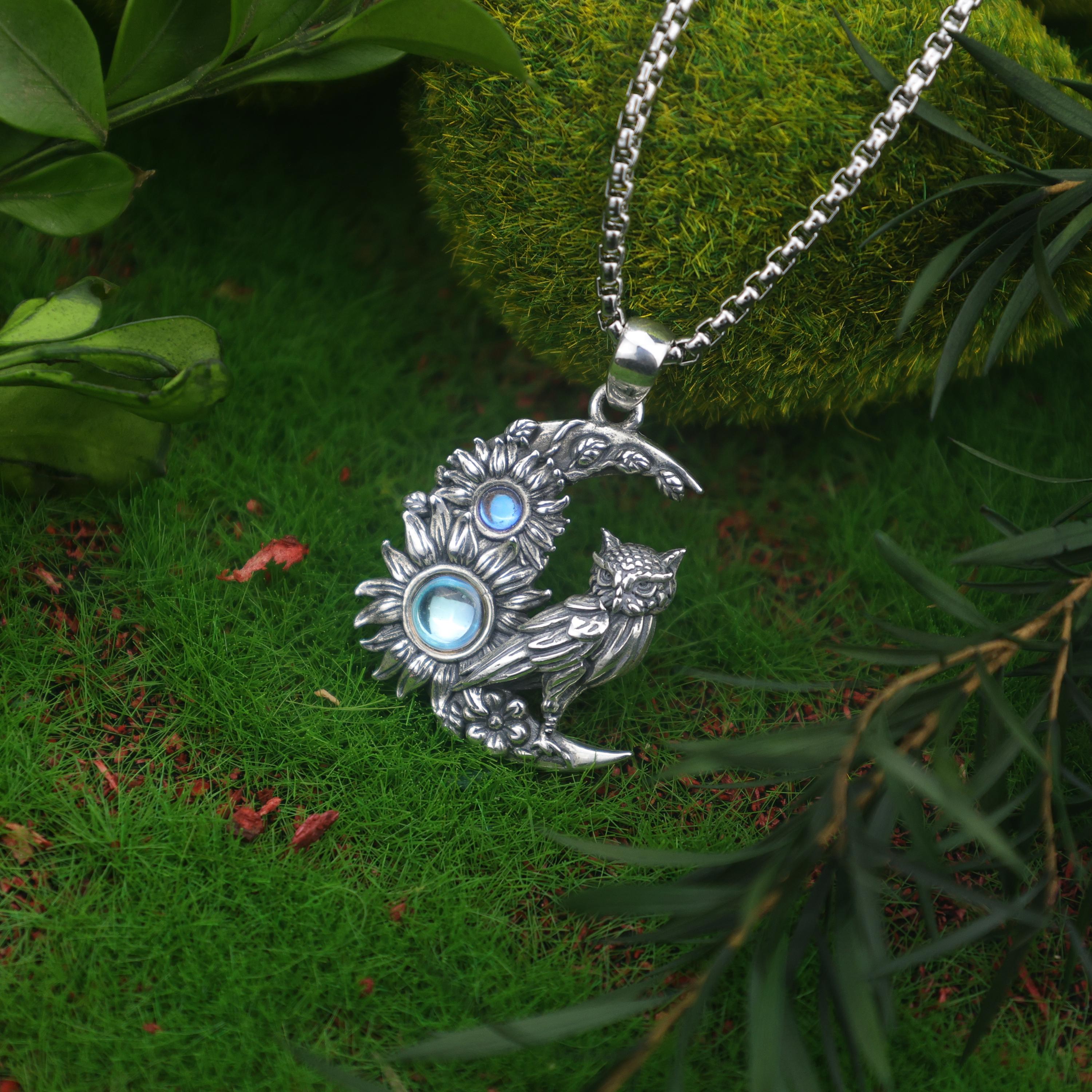 Collana Con Ciondolo A Forma Di Gufo Volante In Argento Sterling