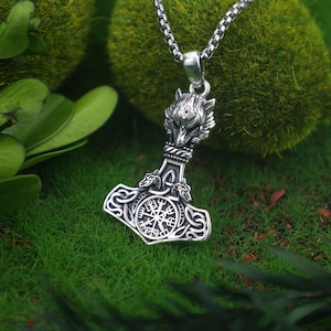 Viking Thor Hammer Necklace – 925 Sterling Silver Mjölnir Pendant with Intricate Celtic Patterns | Norse Protection Amulet Strength Symbol