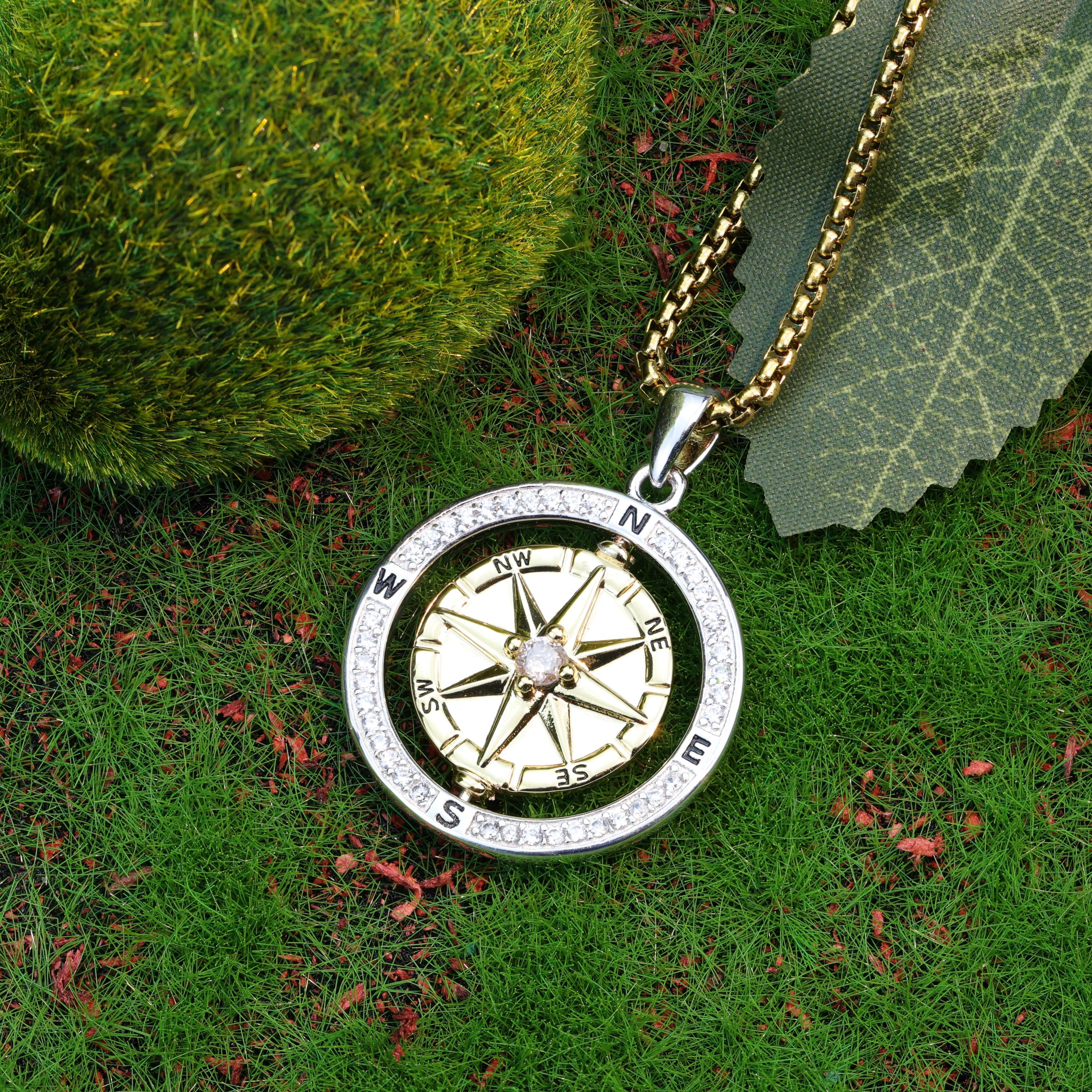 Sterling Silver Viking Rune Compass Cremation Urn Necklace For Ashes For Men P66852259