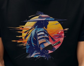 Samurai Shirt Komfort Farben Unisex T-Shirt Samurai Krieger Grafik T-Shirt Japanische Samurai Bekleidung Mode Top