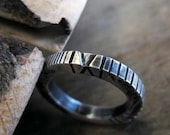 Hand Carved Silver Ring Mens Ring Mens Wedding Band Southwestern Unique Handmade Mens Wedding Ring 3mm Native American Style Rustic