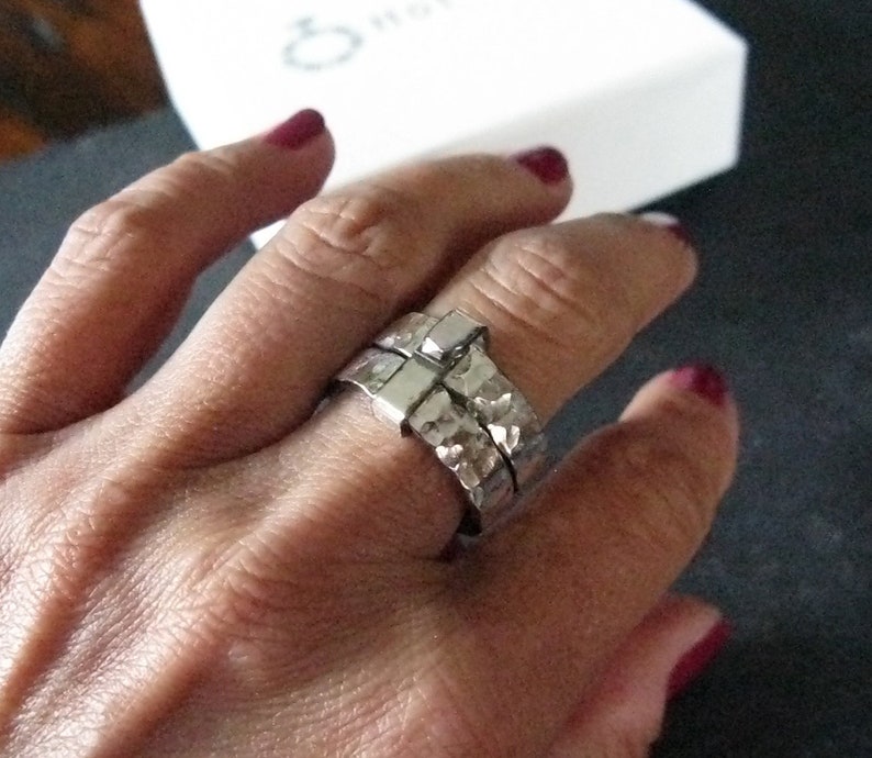 Hammered Sterling Silver Mens Ring Sealed With a Kiss Double Band Ring Mens Wedding Ring Men Wedding Band Mens Sterling Silver Band Viking