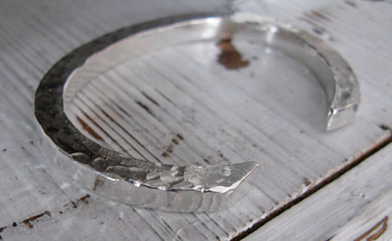 Mens Silver Bracelet Mens Silver Cuff Hammered Silver Cuff Hand Forged Heavy Silver Bracelet Fine Silver Rustic Silver Bracelet Artisan Mens