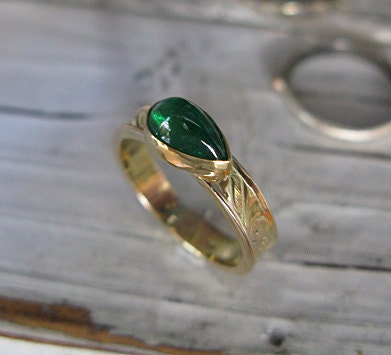 IN STOCK Natural Emerald Ring Pear 14k Gold Size 6.75 - Etsy UK