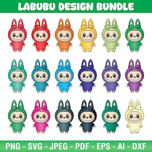 18 Labubu SVG Bundle, Kawaii Monster Cliparts, Cute Labubu PNG, Labubu Sublimation, Sweet Bunny Labubu SVG, Cartoon Clipart Vector, Cricut