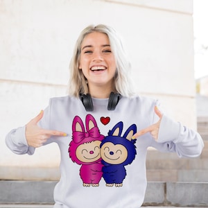 Paquete de 6 diseños de Labubu, imágenes prediseñadas de Labubu, pegatinas digitales kawaii, pareja de Labubu, sublimación de camisetas, SVG de Labubu, arte de dibujos animados chibi