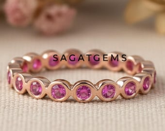 Ruby Full Eternity Band, Solid Gold Stacking Ring