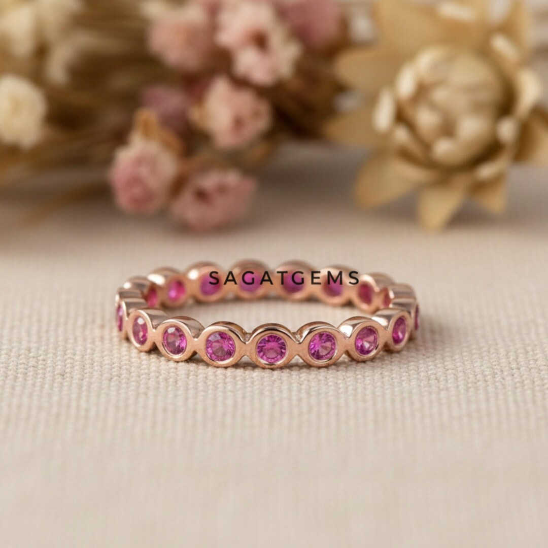 Ruby Full Eternity Band, Solid Gold Stacking Ring - Etsy