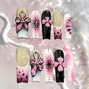 3D Floral Press On Nails: Tropical Summer Nail Art
