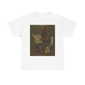 Whimsical Bear Reading T-Shirt: Funny Unisex Cotton Tee, Animal Lover Gift