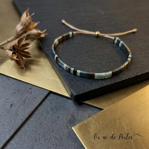 Bracelet Miyuki Half Tila Bleu Nuit & Vert Irisé | Tissé Main | Cadeau Femme