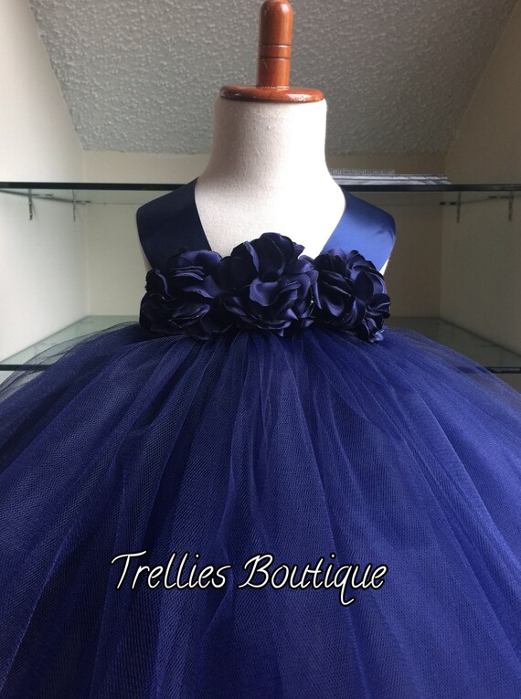 navy blue flower girl