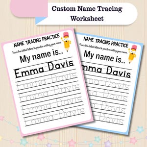 Pre-K Custom Name Tracing Worksheet, Custom Name Tracing Sheet, Name Tracing, Custom Preschool Name Tracing Sheet, Trace your name