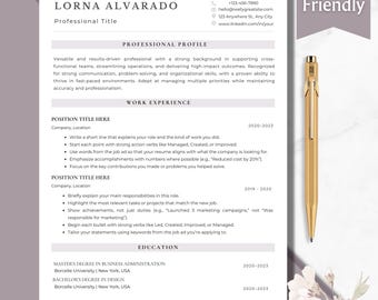 Modern Resume Template: Professional CV Design for Word & Canva (ATS-Friendly Digital Download)