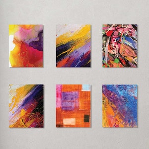 Six Colorful Hues Abstract Art Prints, High-Quality Modern Wall Decor, Vibrant Paint Strokes Artist Prints, 8x10 Unframed