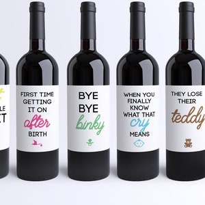 New Mom Gift Wine Labels from 4 Labels Mommy Milestones™ - Etsy