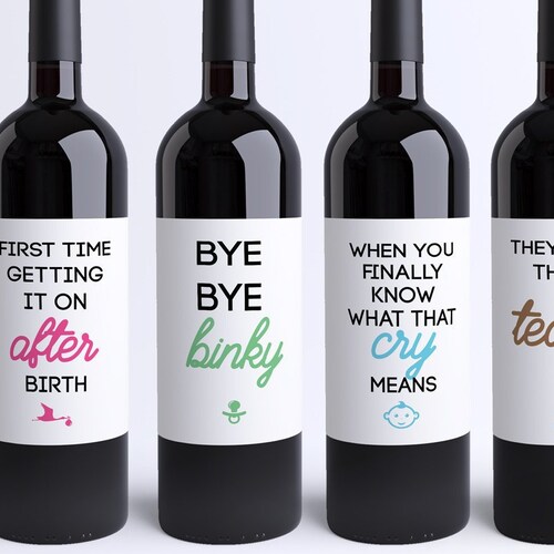 8 Mommy Milestone Wine Bottle Labels Funny Baby Shower Gift ...