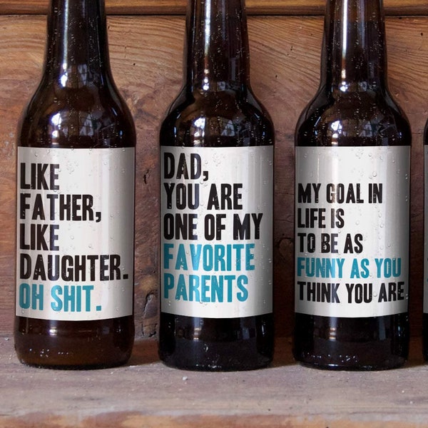 Funny Father's Day Beer Labels | Gift for Dad From Daughter | Present 6 Pack Stickers Favorite Child Adult Sarcastic Hilarious 7108