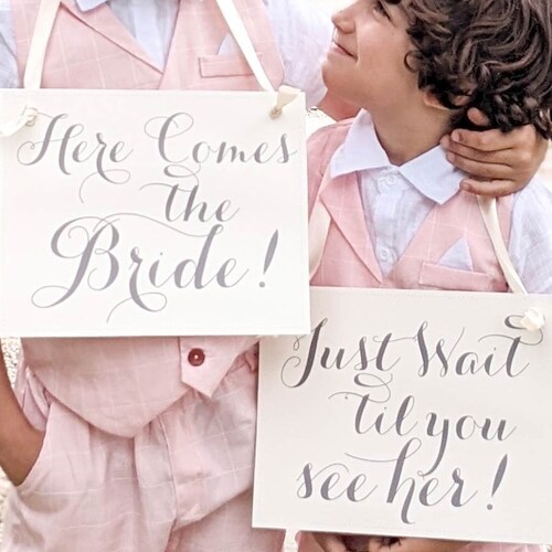 Flower Girl Ring Bearer Signs Set of 2 Wedding Signs Here Etsy