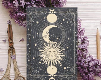 Celestial Sun & Moon Greeting Cards – 24-Card Boxed Set with Envelopes | Witchy Astrology Notecards Bulk Pack