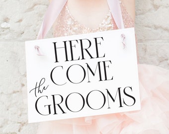 Gay Wedding Sign -"Here Come the Grooms" Wedding Banner - Choose Your Colors