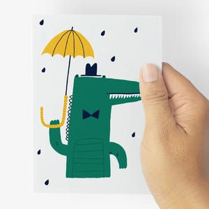 Dapper Crocodile Greeting Cards - 24 Quirky All-Occasion Notecards with Envelopes, Fun Animal Lover Gift, Blank Inside, Stylish Gator Design