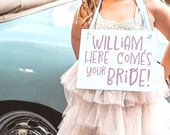 Personalized Sign for Wedding Ceremony | Here Comes Your Bride with Groom's Name RR23A - 3117