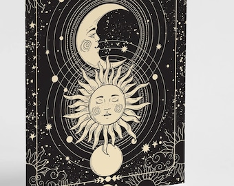 24 Sun and Moon Greeting Cards Set, Celestial Mindfulness Blank Notecards and Envelopes