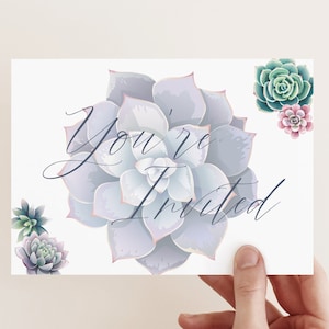 Invitations de fête de succulentes | Cartes élégantes pour événements | 32 cartes physiques | Ajoutez vos propres informations