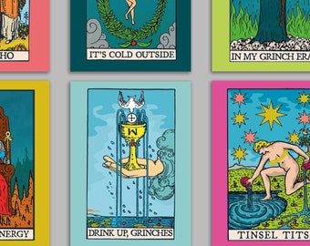 24 Tarot Inspired Girly Christmas Cards | Bad B!tch Drinking Themed Cards + Envelopes 6888