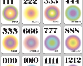 16 Engelengetallen Orakelkaartenset - Modern numerologie-manifestatiedek, kleurrijke gradiënt-mindfulness en meditatietool