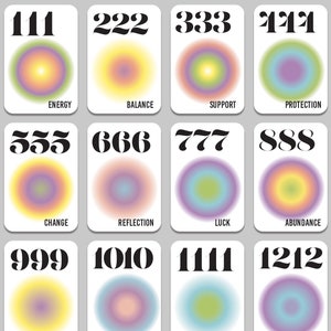 Jeu de 16 cartes Oracle chiffres angéliques - Jeu de manifestation de numérologie moderne, outil de méditation et de pleine conscience dégradé coloré