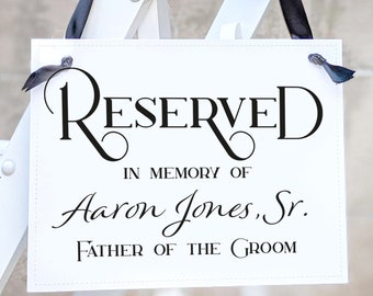 Personalized Name And Relationship Reserved Memorial Sign Reserved In Memory Banner For Wedding Chair 1022