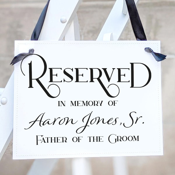 Personalized Name And Relationship Reserved Memorial Sign Reserved In Memory Banner For Wedding Chair 1022