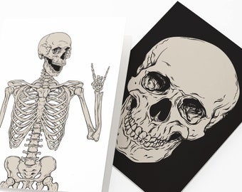 24-Pack Whimsical Skeletal Anatomy Greeting Cards, Playful Skull & Bones Notes, Cheeky Gothic Stationery