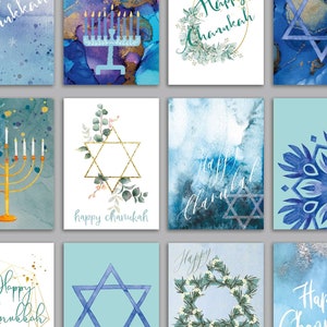 24 Modern Mixed Variety Pack of Happy Chanukah Cards + Envelopes RR2 6930