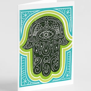 Confezione da 24 biglietti d'auguri con la mano di Hamsa, design mistico con mandala, biglietti vuoti per tutte le occasioni, ebraismo spirituale, yoga, vibrazioni curative