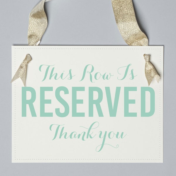 Elegant Reserved Row Sign for Wedding Ceremonies, Event Seating Chair Banner