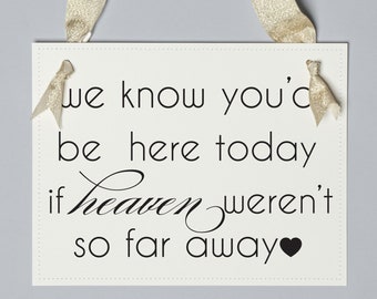 Heaven So Far Away Memorial Sign, Heartfelt Tribute for Loved Ones Missing, Wedding Chair Banner