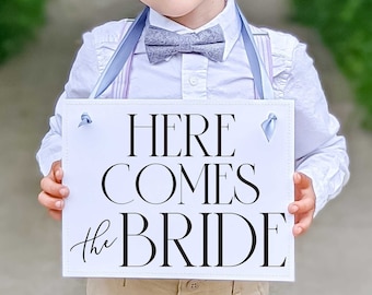 Ring Bearer Sign for Wedding Ceremony - Here Comes The Bride Wedding Banner 3037